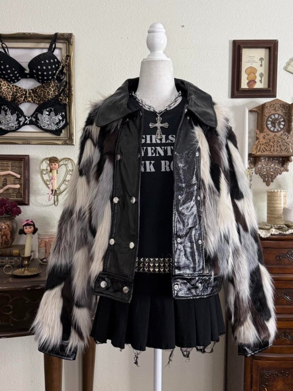 Rockstar gf indie sleaze pleather and faux leather grunge jacket